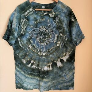Alternative Tie-Dye Tee with Snake and‎ Sword Design